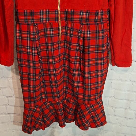 Venus red and plaid long sleeve midi dress size 12 - Picture 10 of 12